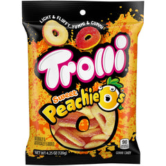 Three-pack Peach Rings, convenient for quick treats on the go.