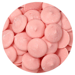 The Hampton Candy Company pink melting wafers for smooth coating and dipping.