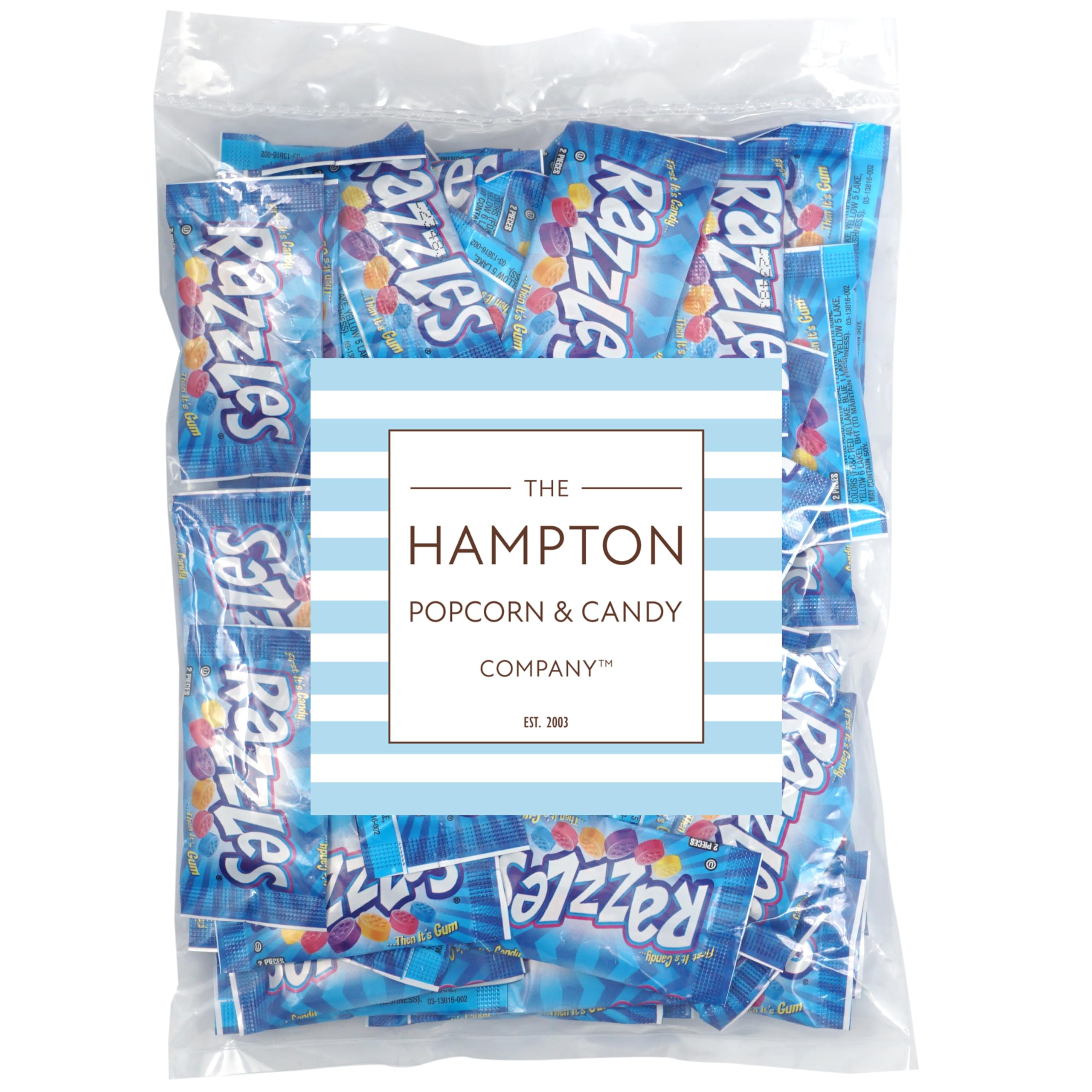 Razzles candy transforming into gum highlights the candy-to-gum experience.