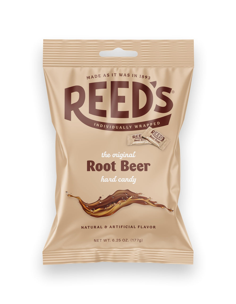 The Hampton Candy Company Reed’s Root Beer Candy individually wrapped for sharing.