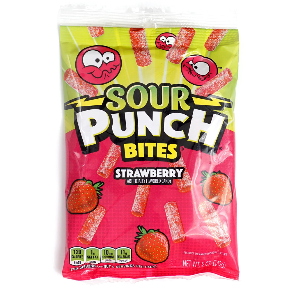 Closeup of Sour Punch Bites chewy texture and vibrant color by The Hampton Candy Company