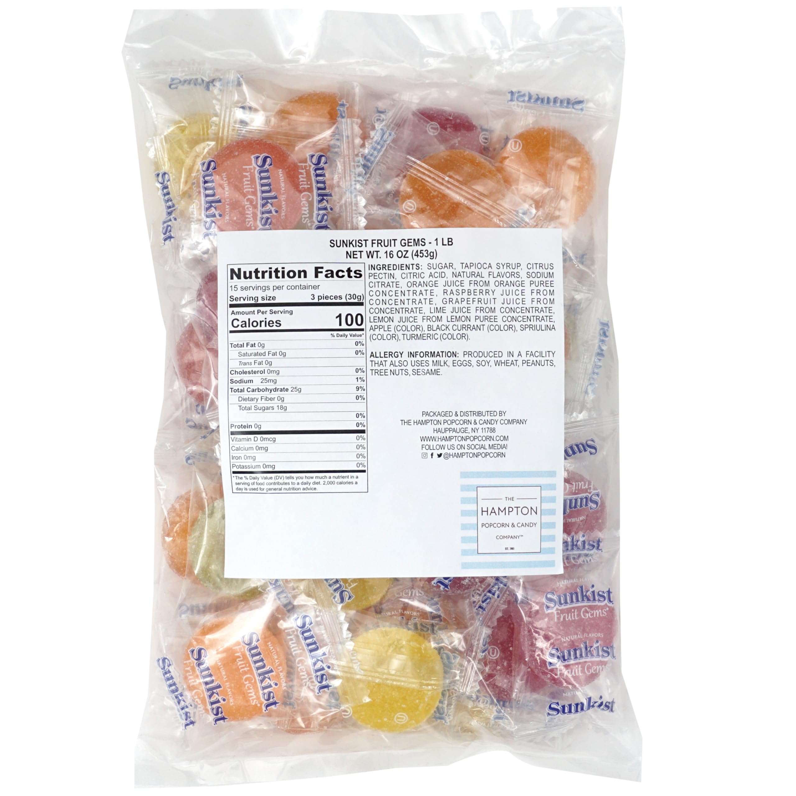 The Hampton Candy Company Sunkist Fruit Gems lemon pieces for bright citrus bites