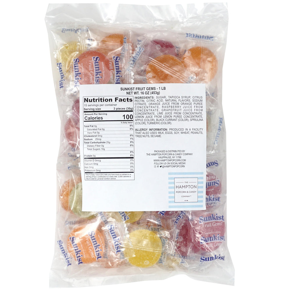 The Hampton Candy Company Sunkist Fruit Gems lemon pieces for bright citrus bites