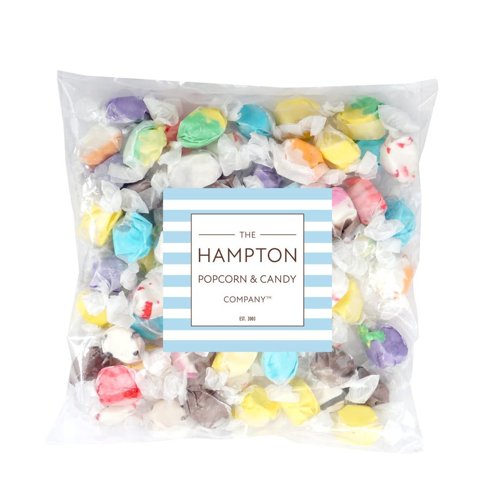 The Hampton Candy Company taffy bulk bag opened with wrapped pieces