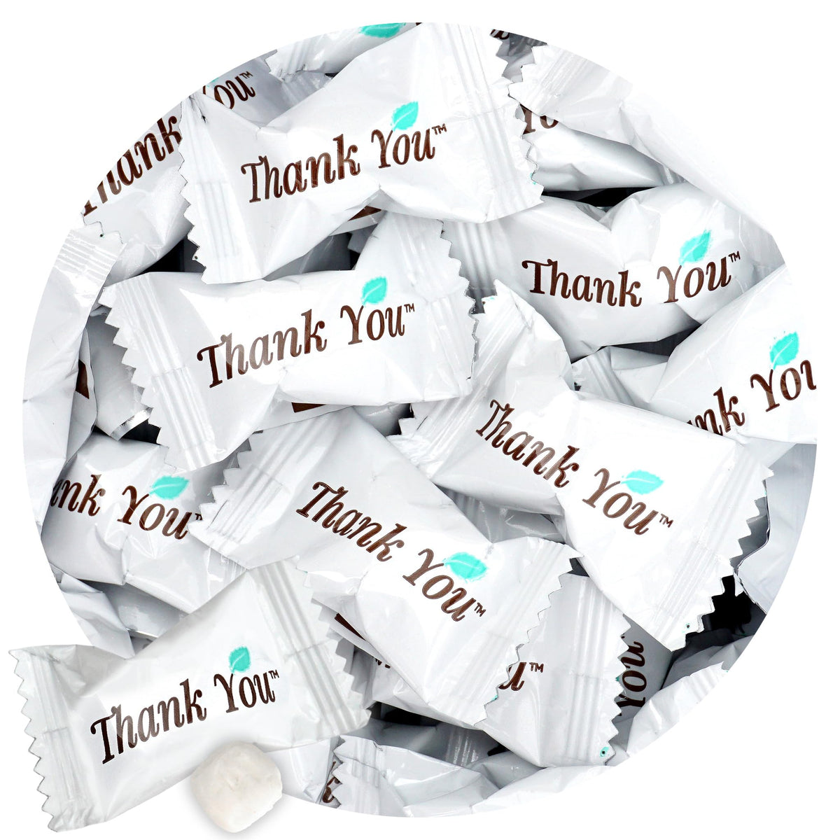 The Hampton Candy Company Thank You Buttermints in a 1lb bulk bag, ideal for gifting and events.