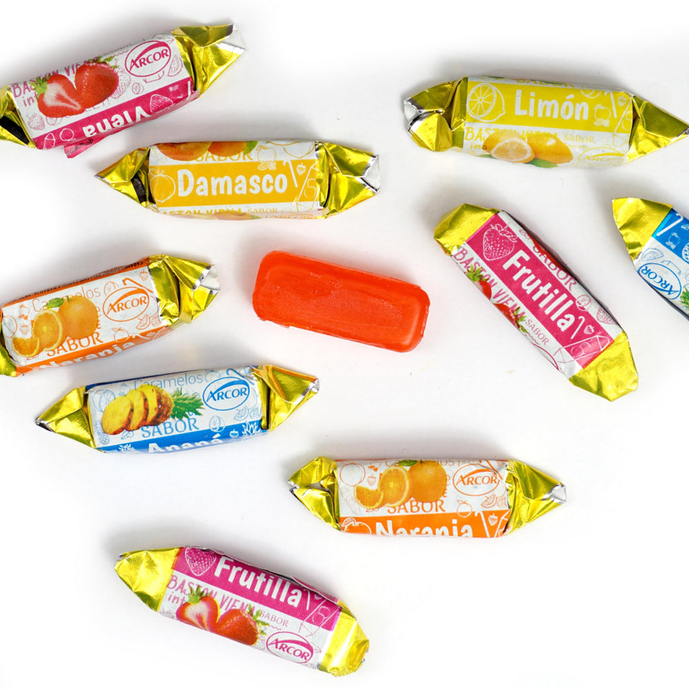 Vienna fruit filled candy close-up, individually wrapped for on-the-go snacking.