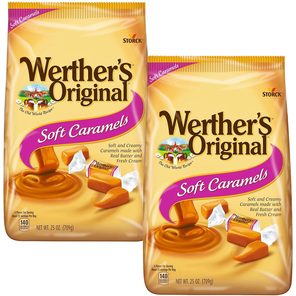 The Hampton Candy Company Werther's soft caramel bags displayed for home use