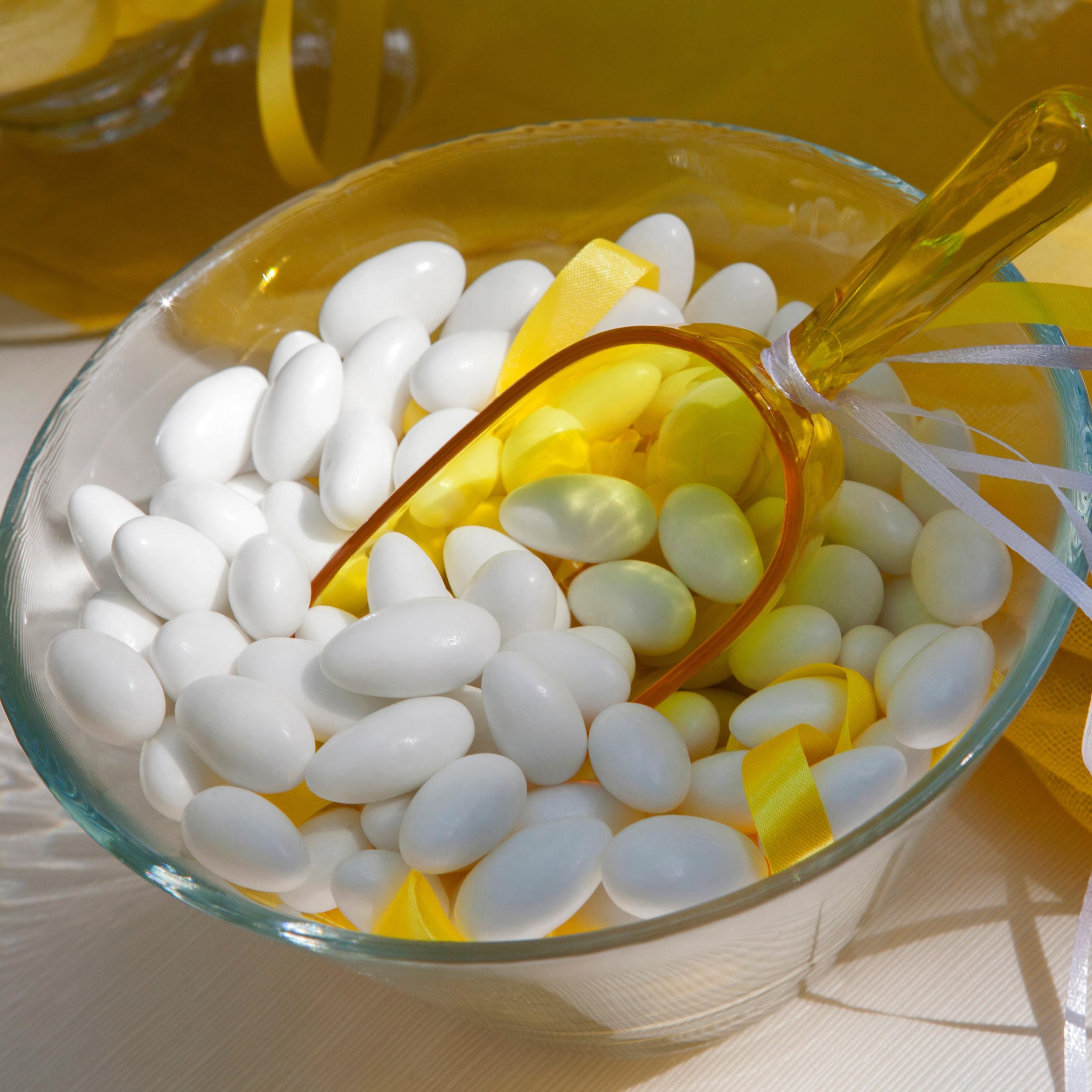 Packaging of The Hampton Candy Company White Jordan Almonds in a bulk bag for easy event planning.