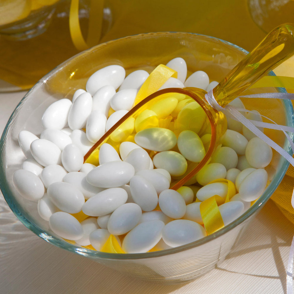 Packaging of The Hampton Candy Company White Jordan Almonds in a bulk bag for easy event planning.
