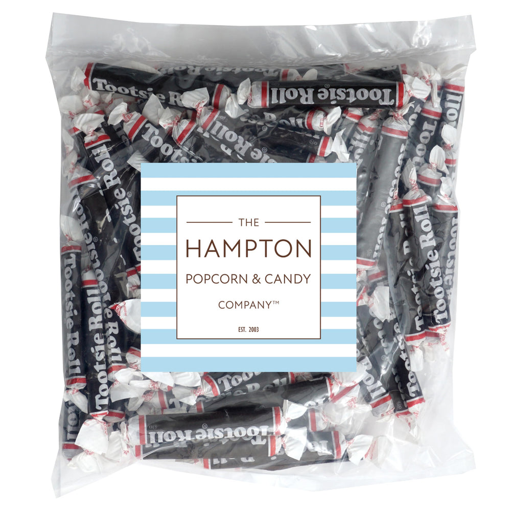 Close-up of a 3-inch Tootsie Roll, nostalgic chocolate treat.