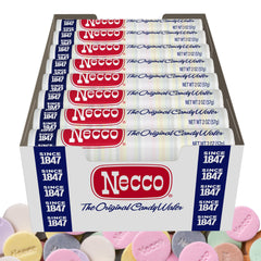 The Hampton Candy Necco Wafers 24-pack rolls shown for easy sharing