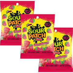 The Hampton Candy Company Sour Kids Strawberry 3.6oz bag for on-the-go snacking.