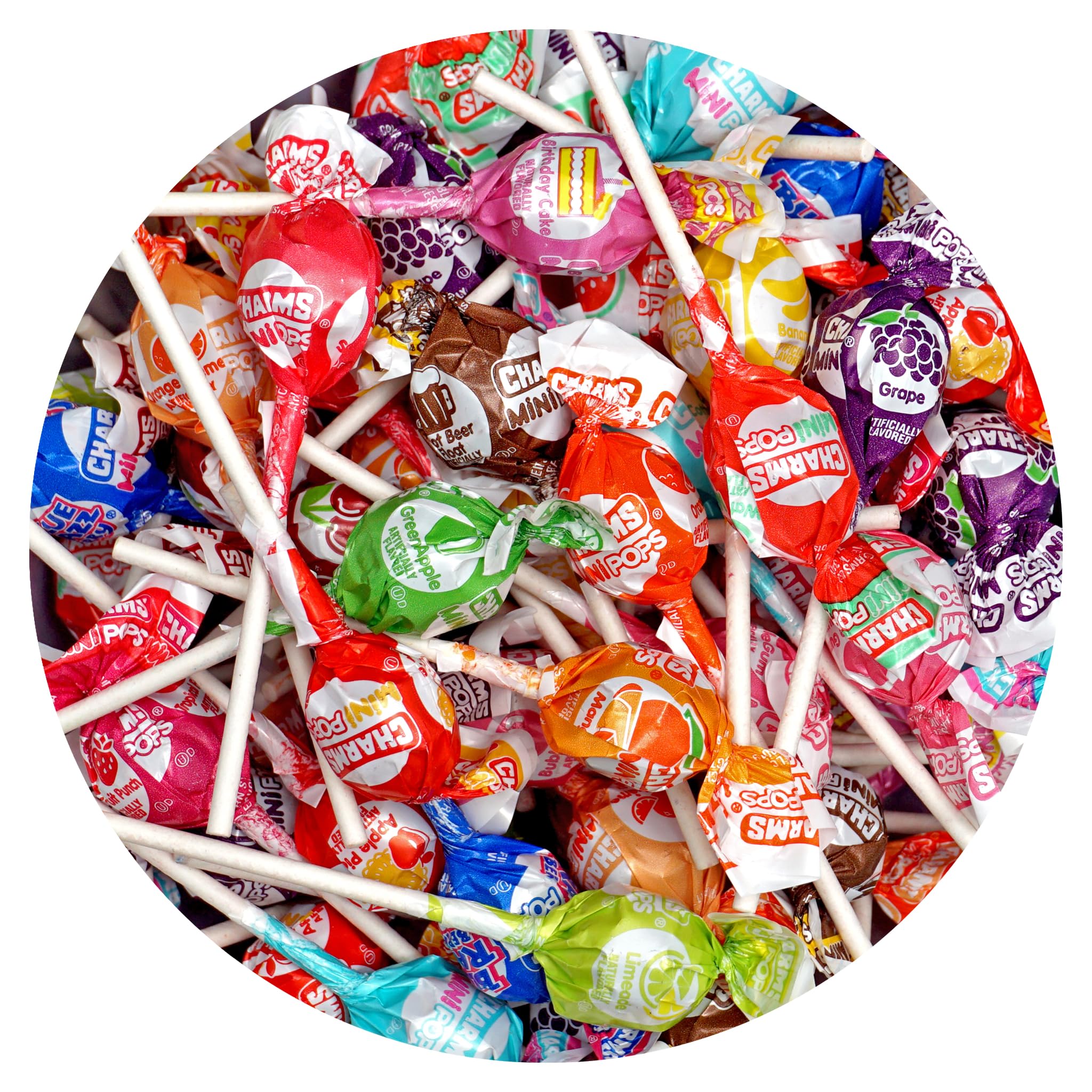 The Hampton Charms Mini Pops bulk bag with 150 individually wrapped lollipops for celebrations.