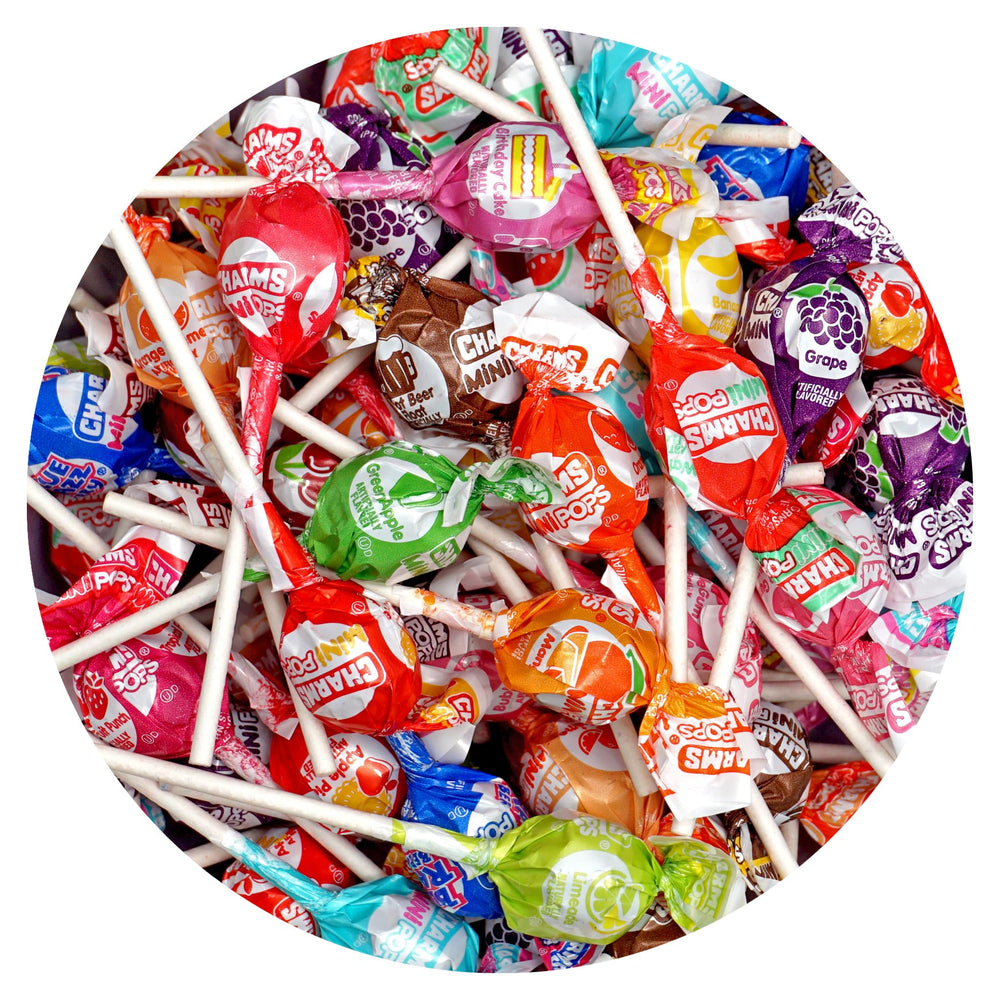 The Hampton Charms Mini Pops bulk bag with 150 individually wrapped lollipops for celebrations.