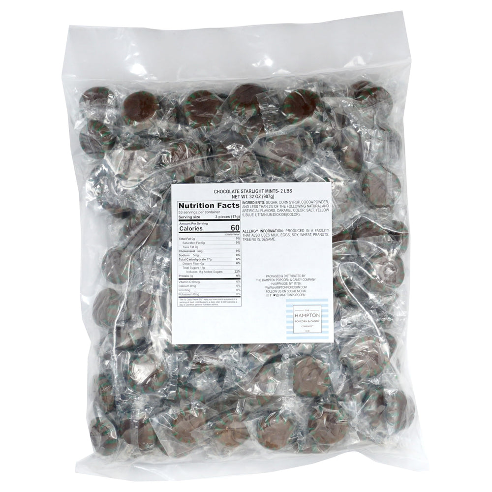 The Hampton Chocolate Starlight Mints count approximately 150 pieces per bag.