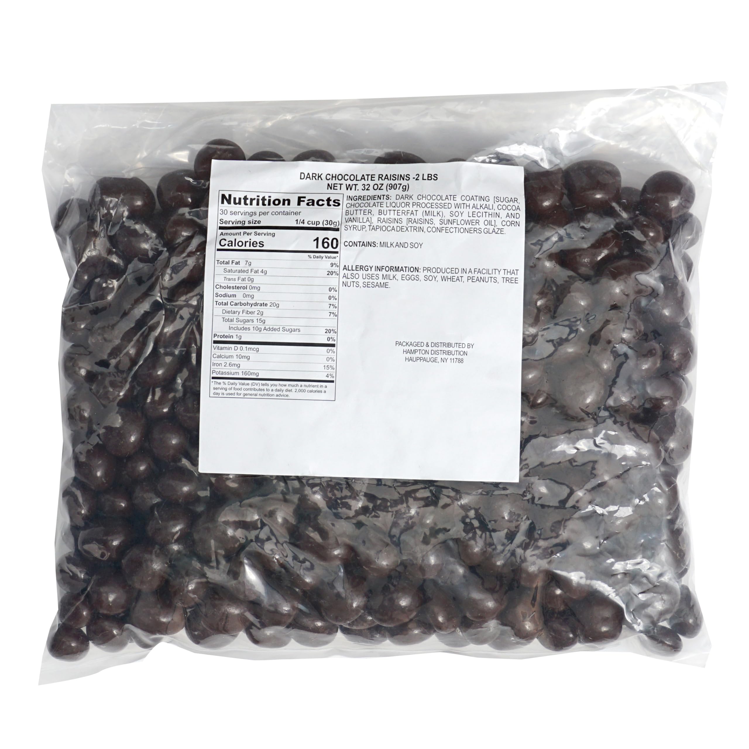 Close-up of The Hampton Dark Chocolate Covered Raisins highlighting glossy coating for gifting.