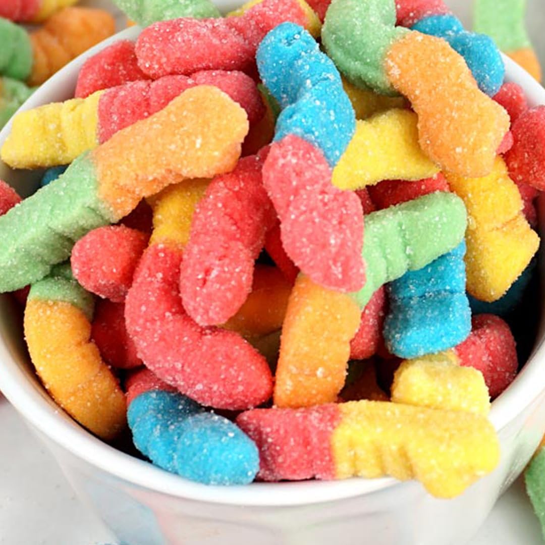 The Hampton Neon Sour Gummy Worms serving idea with colorful candy cone