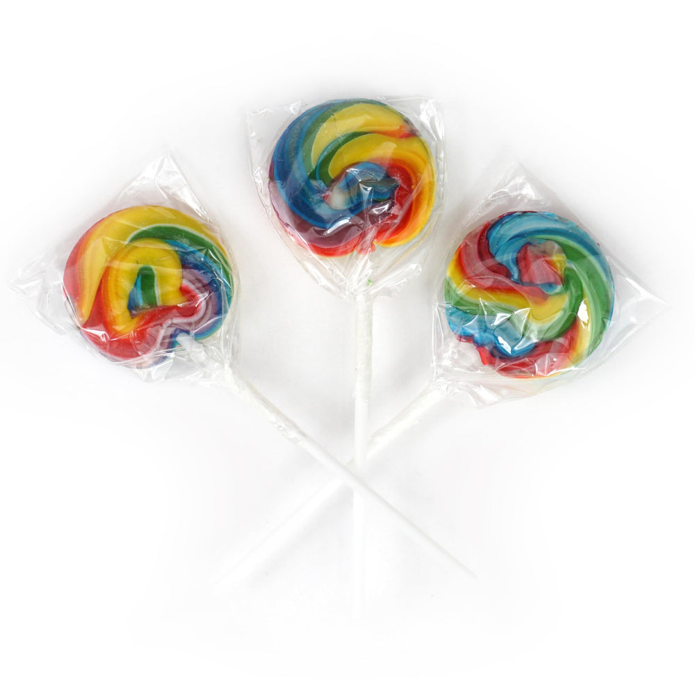 Vibrant rainbow lollipops add color to a candy buffet or dessert display