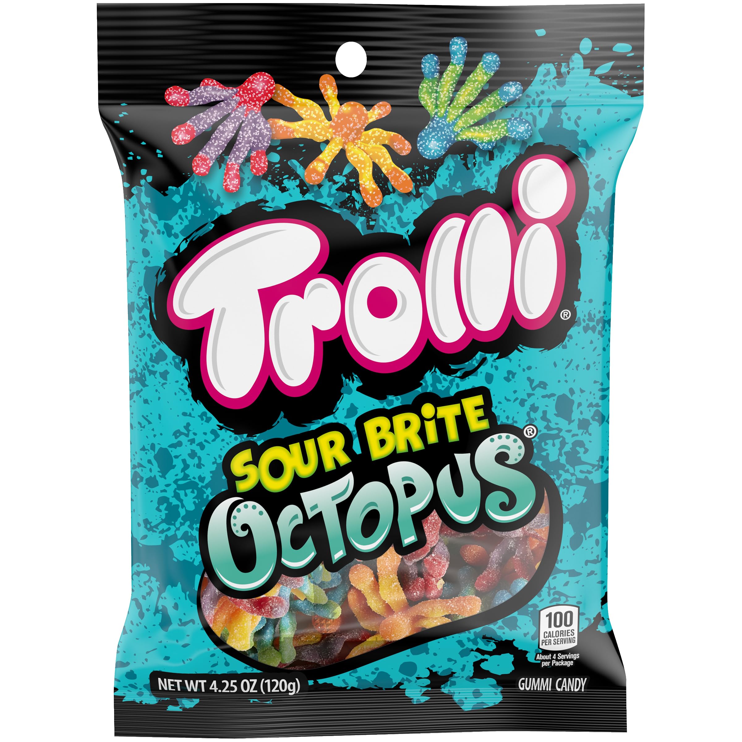 Sour Brite Octopus 4.25oz bag, ideal for classroom treats and snacking.