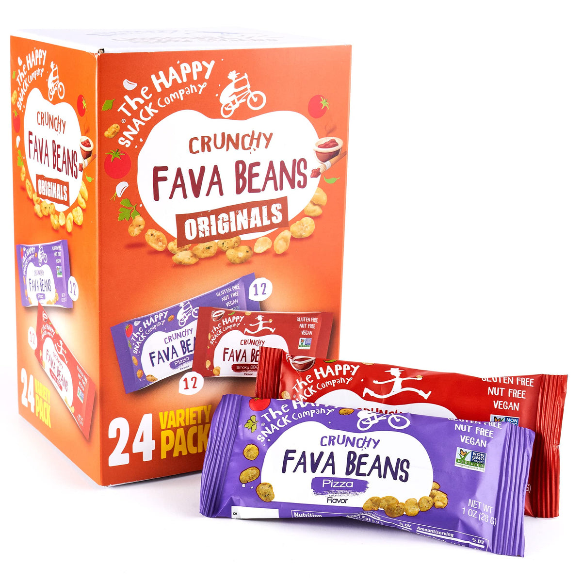 The Happy Snack Company fava beans smoky BBQ flavor bag — protein-rich snack