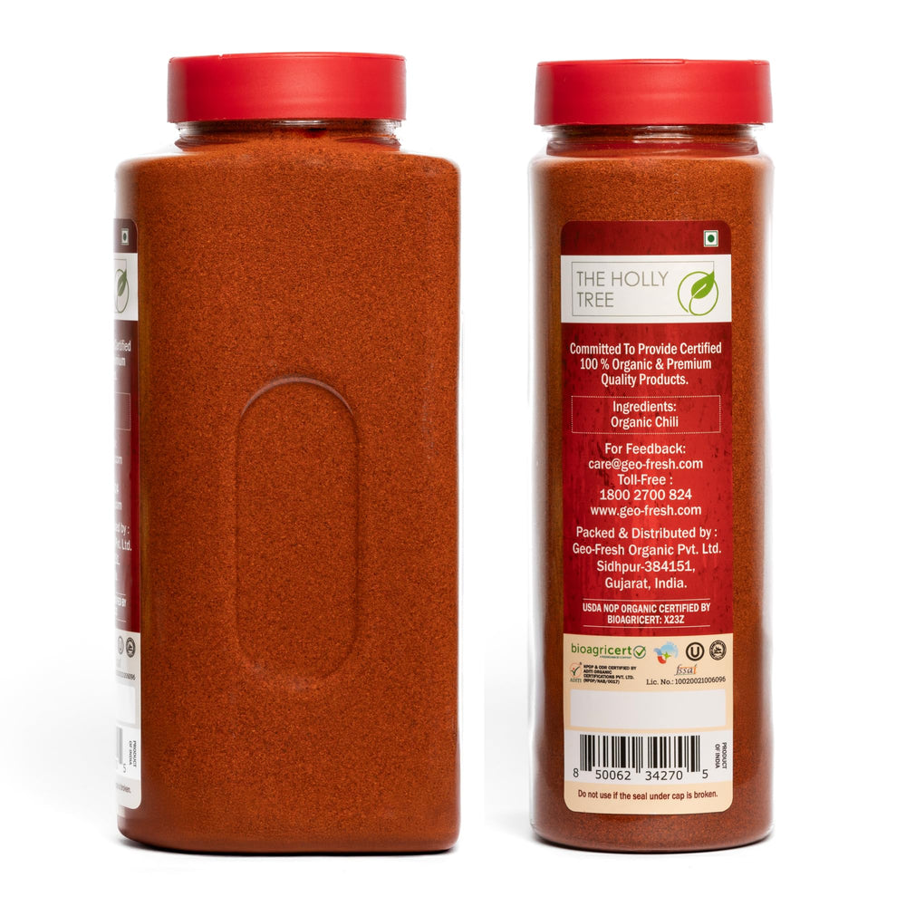 The Holly Tree Cayenne Pepper Powder jar on a pantry shelf for daily use.
