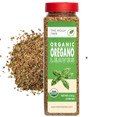 The Holly Tree Organic Oregano dried leaves, ideal for pizza and sauces.