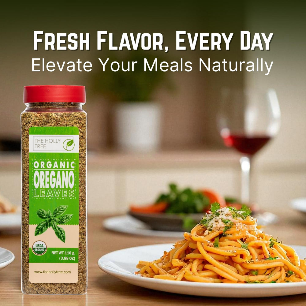 The Holly Tree Organic Oregano kitchen scene, pantry staple for easy cooking.