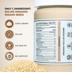 Close-up of the tahini paste texture highlighting silkiness for dips and spreads.