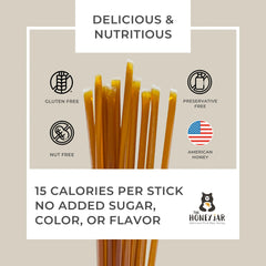 The Honey Jar honey stick pour demonstrates convenient, mess-free sweetness for tea or coffee.
