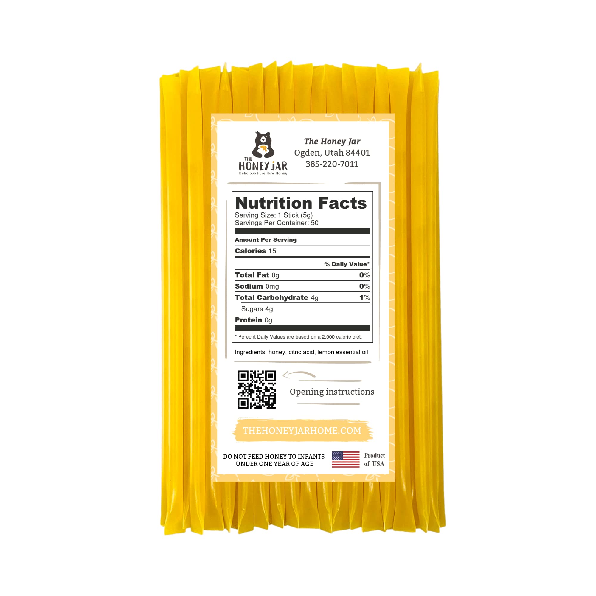 The Honey Jar lemon-flavored honey sticks for tea and coffee