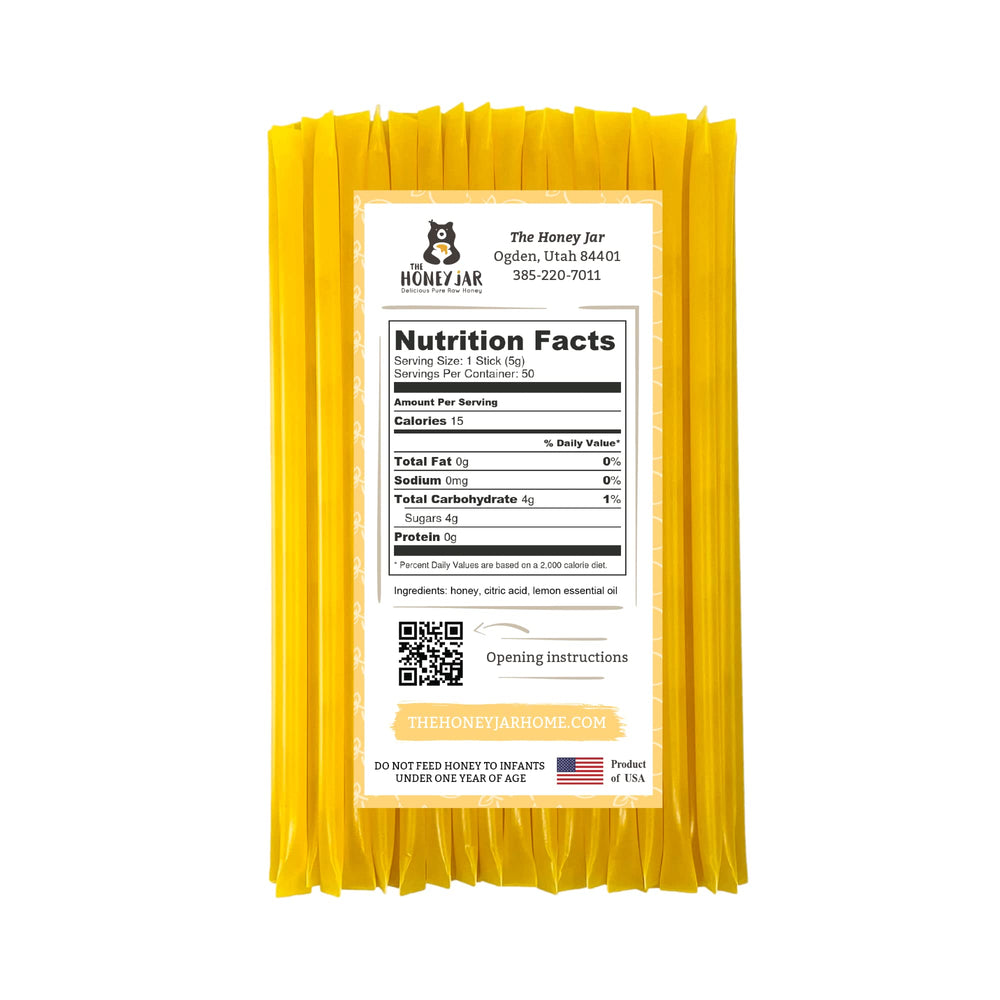 The Honey Jar lemon-flavored honey sticks for tea and coffee