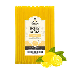 The Honey Jar lemon sticks packaging highlights premium flavor for tea and on-the-go use.