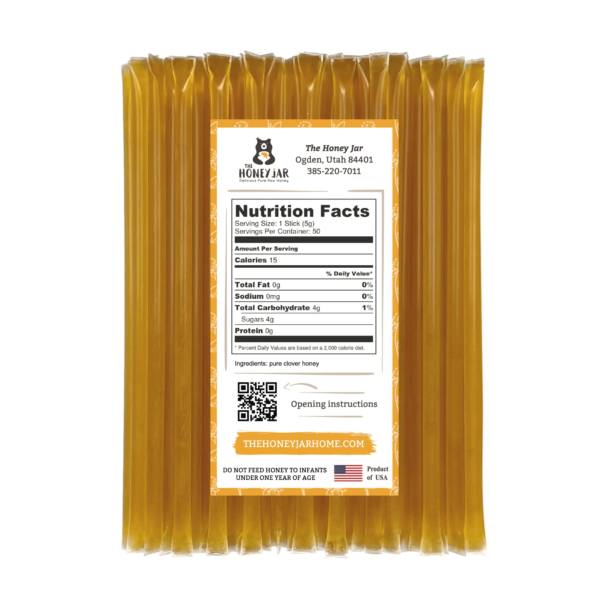 The Honey Jar Plain Honey Sticks close-up reveals real honey drizzle for natural sweetness.