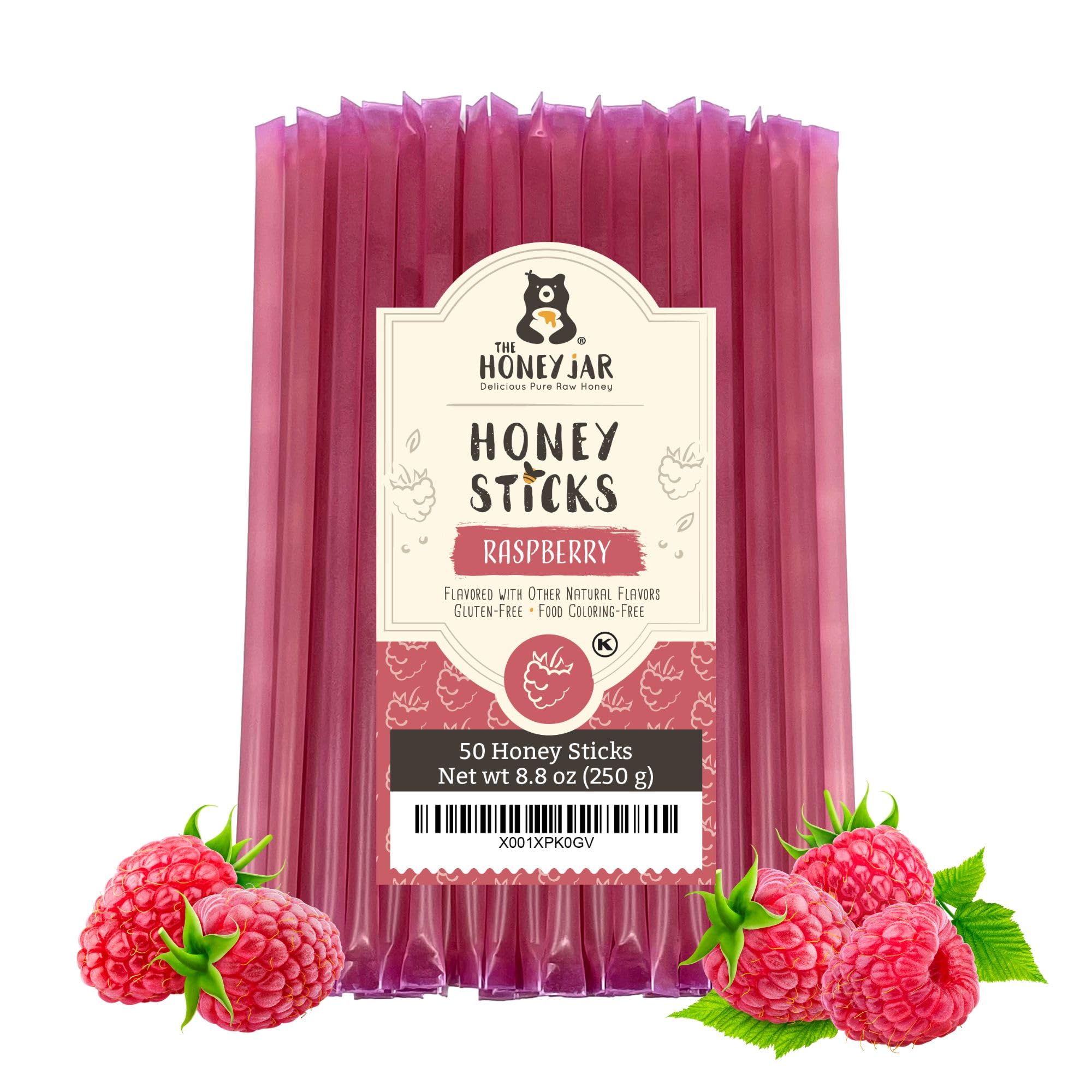 The Honey Jar Raspberry honey stick for tea, adding fruity aroma and mild sweetness.
