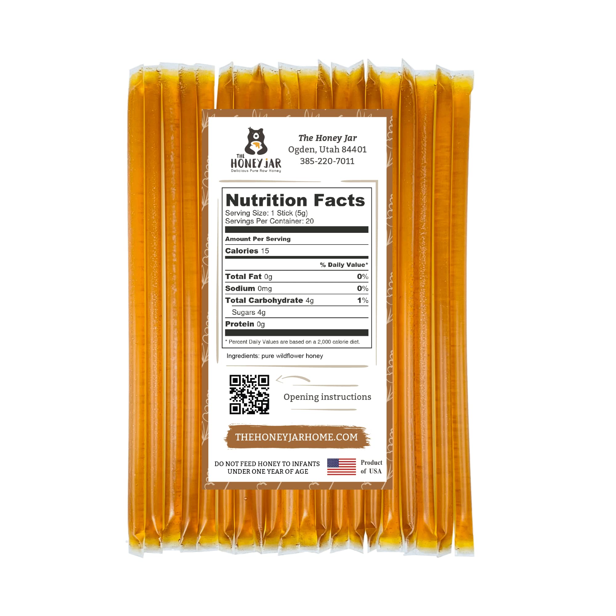 The Honey Jar Wildflower Honey Sticks in a cup of tea for natural flavor.