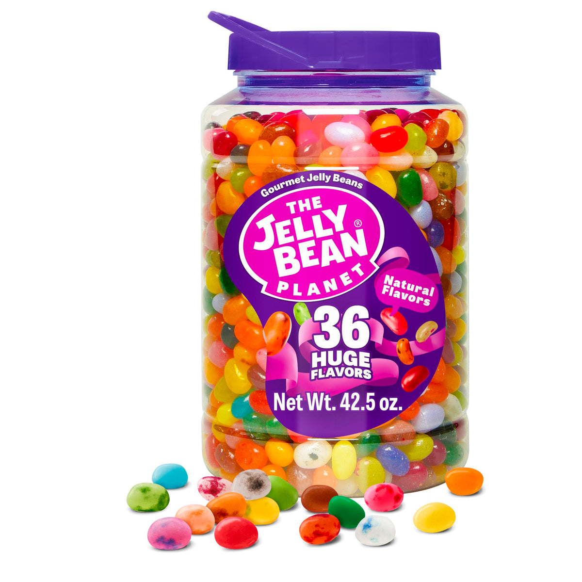 The Jelly Bean Planet jar with 36 flavors, ideal for gifting.