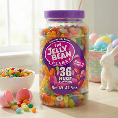 The Jelly Bean Planet kosher gelatin-free colors emphasis on allergen-friendly snacking.