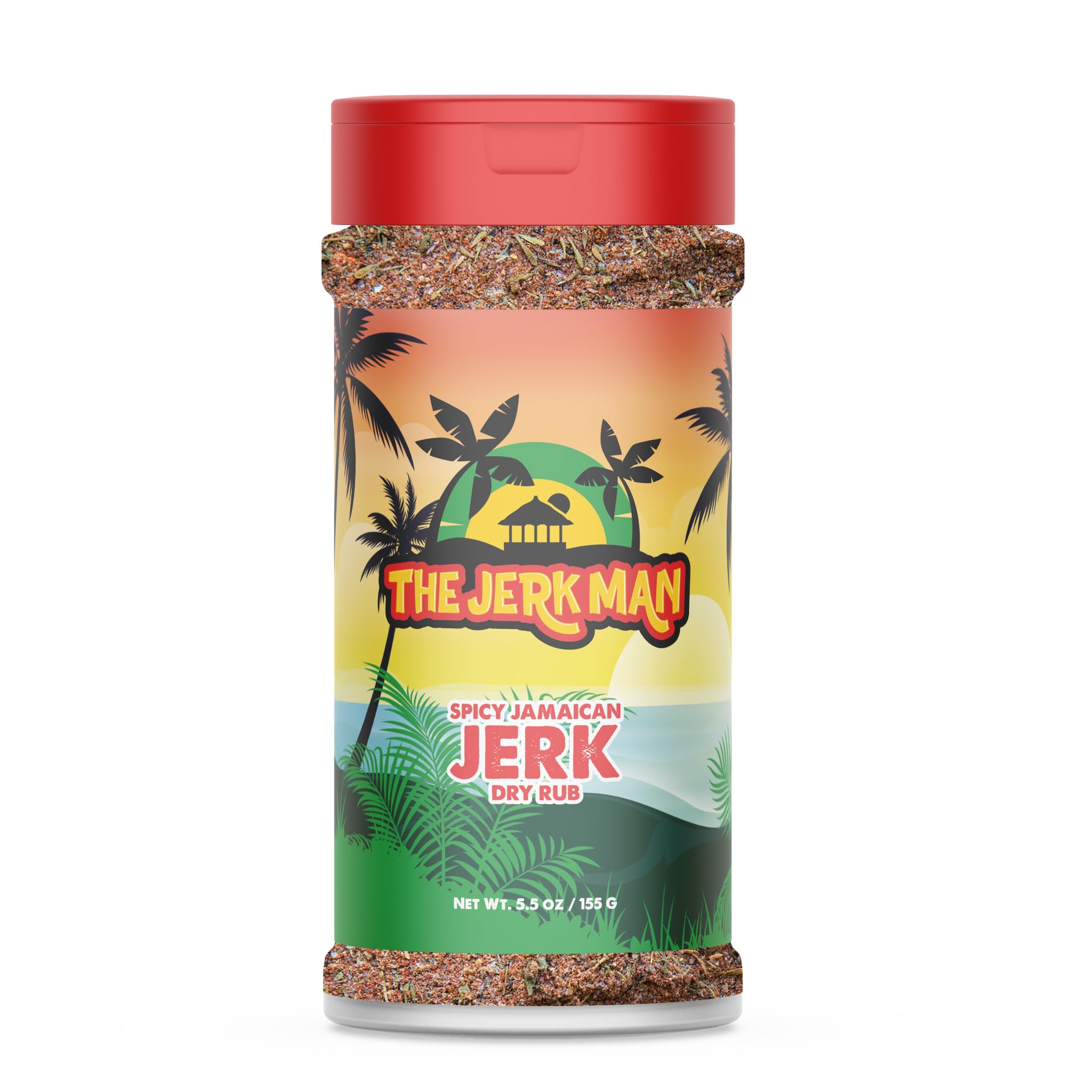 The Jerk Man jar front view delivers bold Jamaican flavor.
