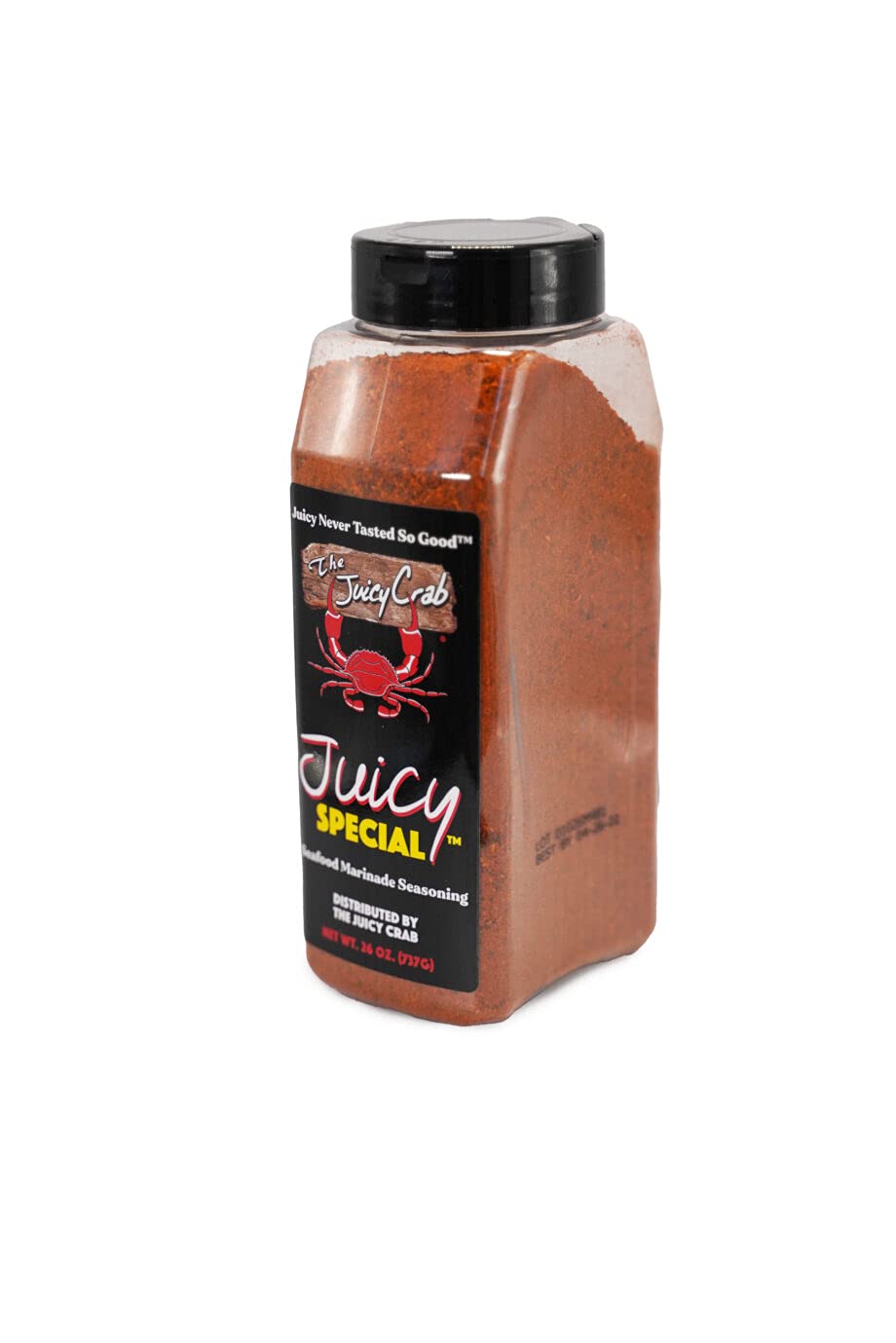 Close-up of The Juicy Crab red powder seasoning for authentic Cajun flavor