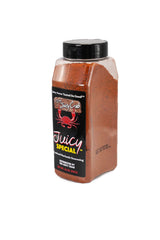 Close-up of The Juicy Crab red powder seasoning for authentic Cajun flavor