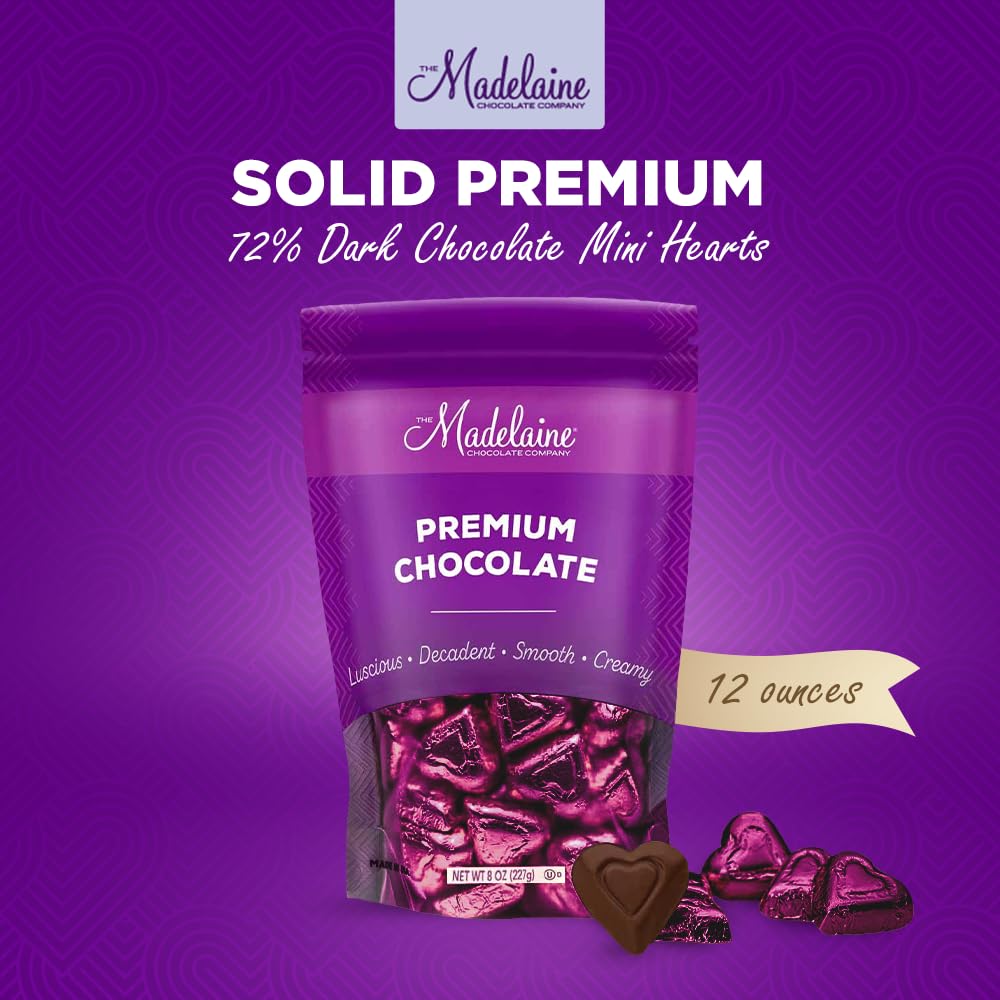 The Madelaine 72% cacao chocolate close-up reveals rich, velvety texture