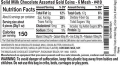 Madelaine premium milk coins close-up highlights smooth texture and rich milk chocolate.