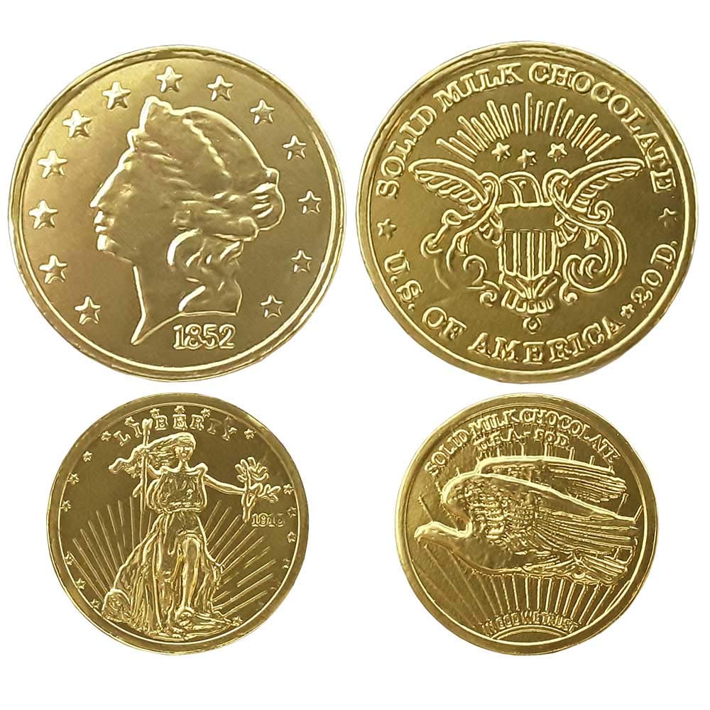 Madelaine gold coins on a party table create playful loot and gift ideas.