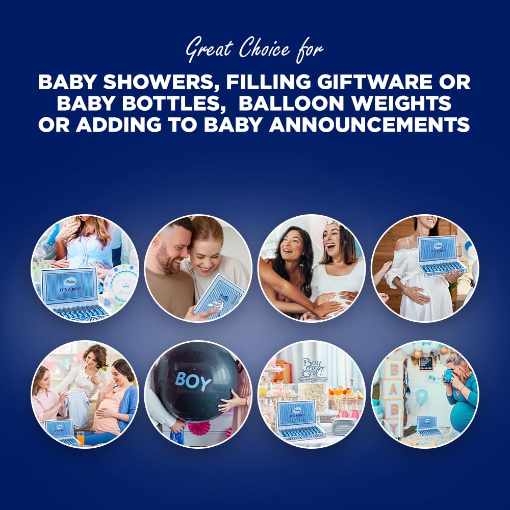 Baby shower gift idea featuring premium milk chocolate favors.