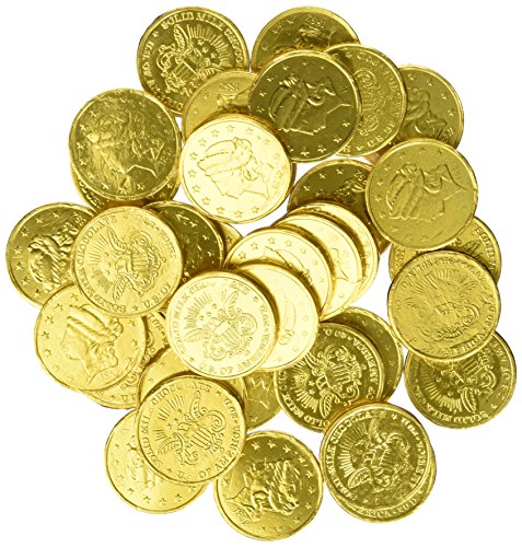 The Madelaine Chocolate Company holiday party favors in golden coins.