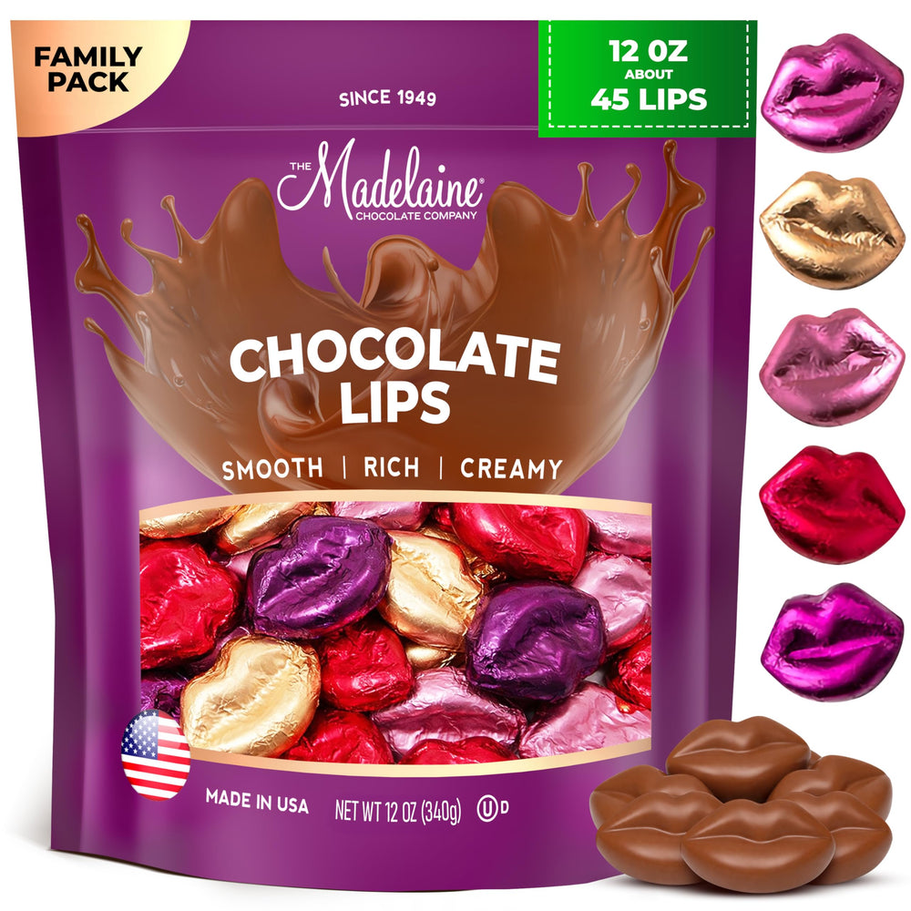 THE MADELAINE CHOCOLATE COMPANY Madelaine lips candy pack with milk chocolate, ideal for classroom treats