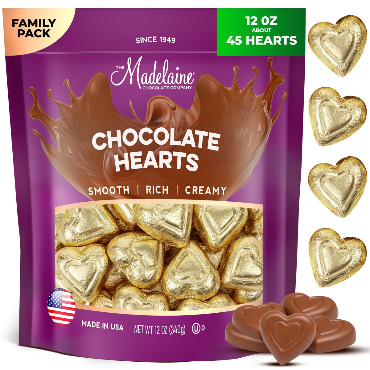 The Madelaine Gold Hearts in gold foil, perfect for St. Patrick's Day gifting