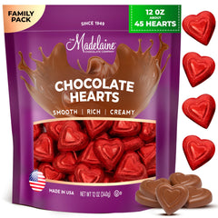 The Madelaine Milk Chocolate Mini Heart in red foil, ideal for gifting and Easter baskets.
