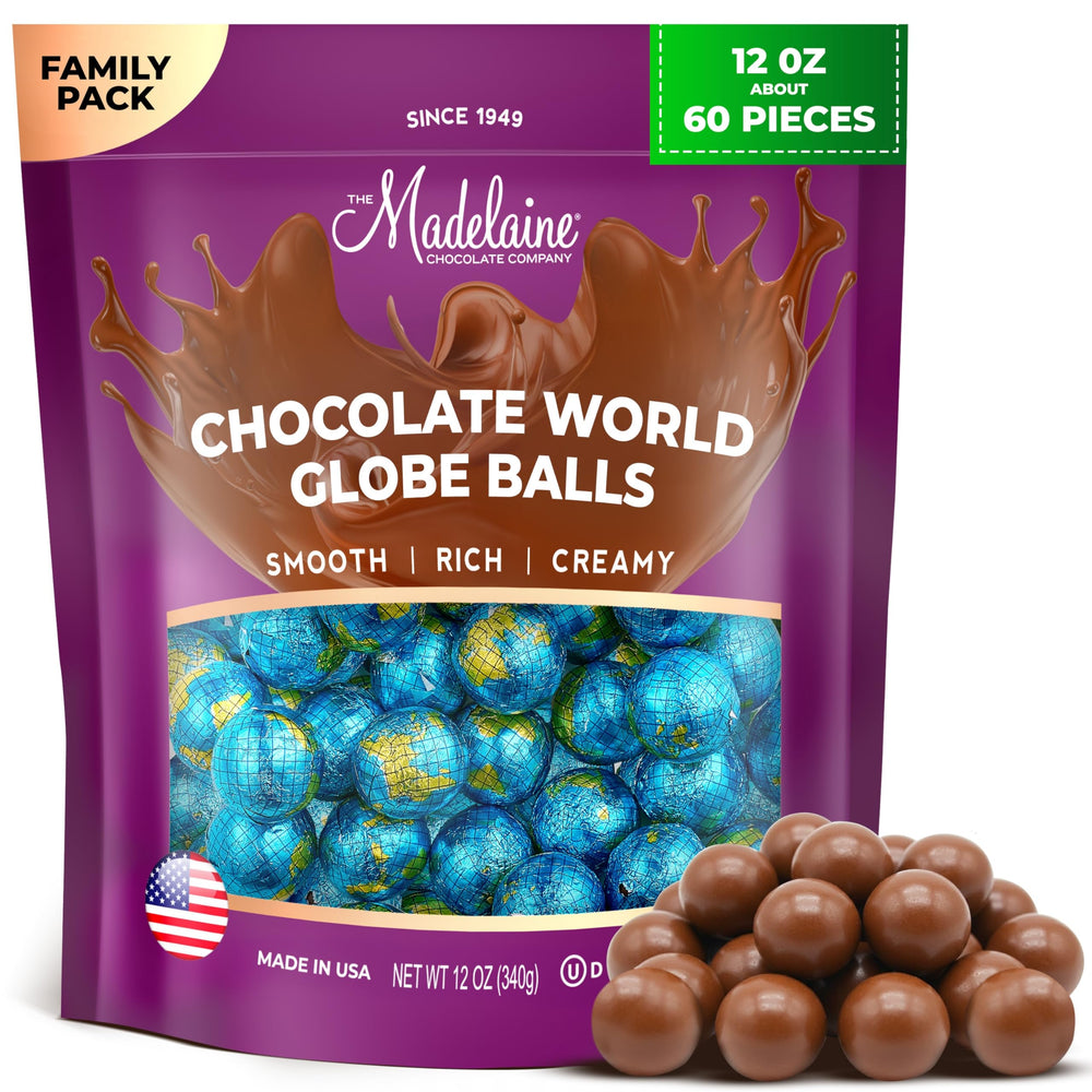 The Madelaine World Globe Balls bag showcase, perfect for Earth Day parties.