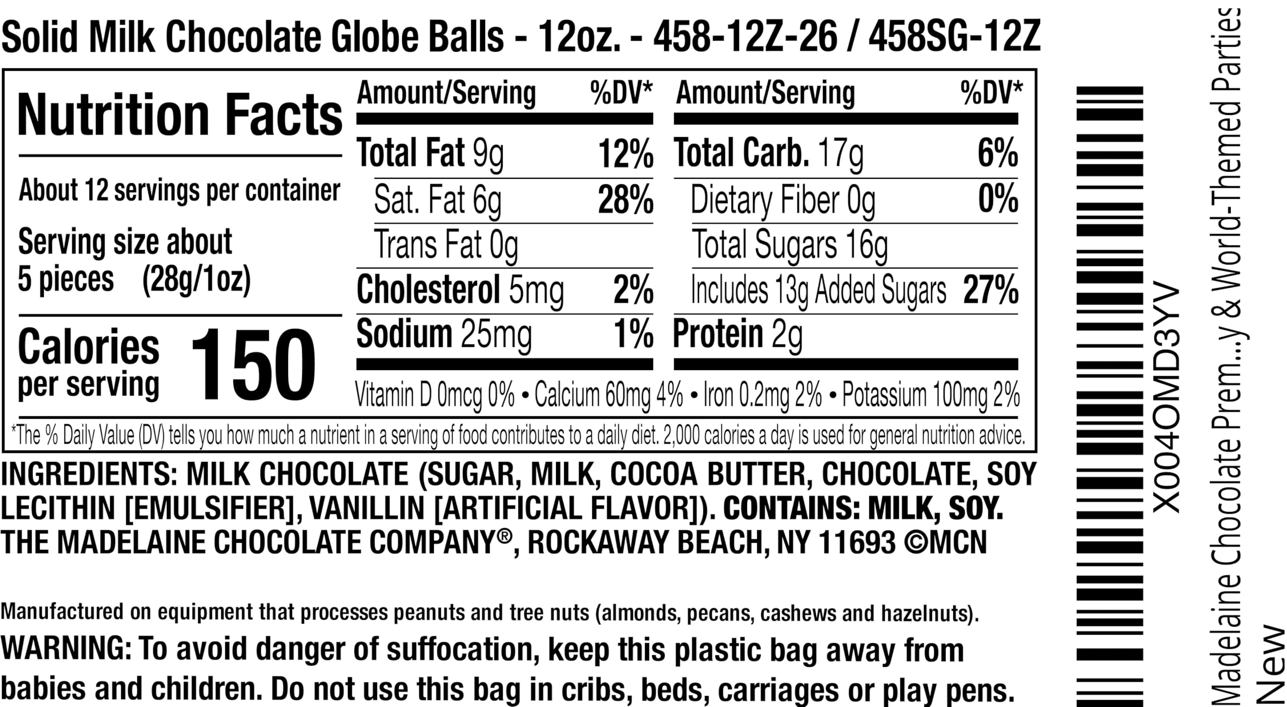 The Madelaine World Globe Balls close-up reveals a creamy milk chocolate texture.